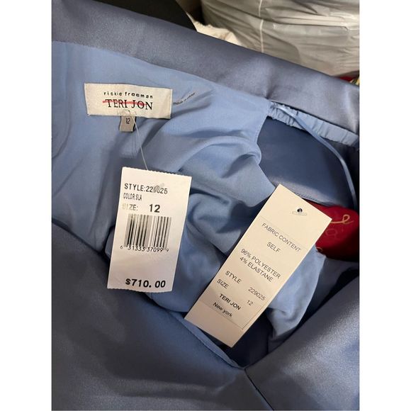 RICKIE FREEMAN FOR TERI JON Off-Shoulder Ruched Taffeta Gown - Picture 9 of 9